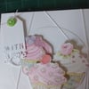 Trio of cupcakes with love card