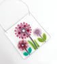 Fused Glass Pink Allium Square Hanging 2 - Handmade Glass Suncatcher - Image 2
