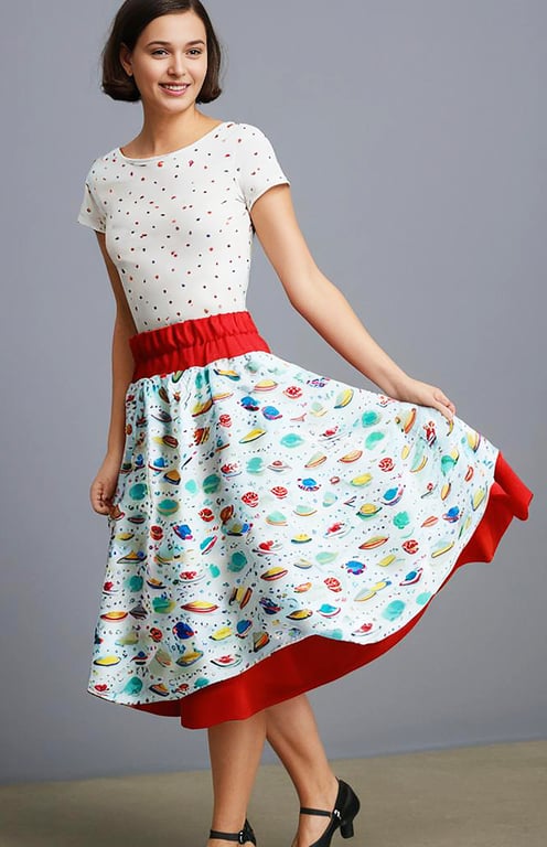 1950s Vintage Retro Rockabilly circle Skirt, Planets Print  women's sizes 10-26 