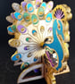 Peacock Coaster Stand. 5 Coasters. Multi-coloured Peacock. Tablewear. Drinks.