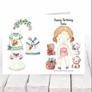 Paper Doll cut and play Personalised Children’s Birthday Card