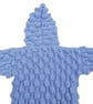 Hand Knitted Baby Cardigan, Hooded, Light Blue, Bobble Pattern, Infant Sweater  - Image 10