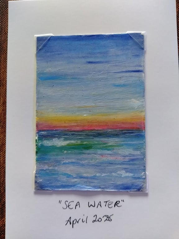 "Sea Water" Original ACEO miniature oil pastel seascape