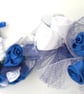  Wedding bouquet, Blue and White Bride, Bridesmaid, fabric Flowers - Image 5