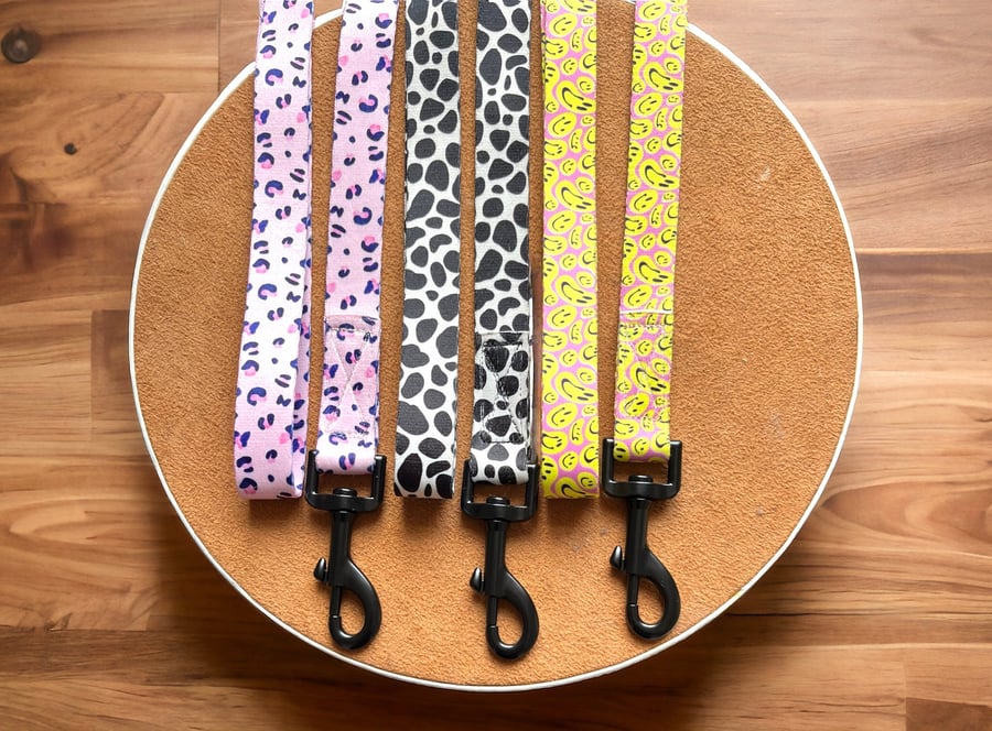 Patterned Webbing Dog Lead. Hand-made in Devon.