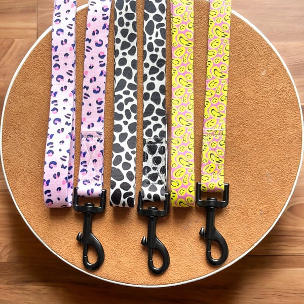 Patterned Webbing Dog Lead. Hand-made in Devon.