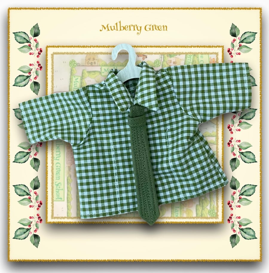 Olive Green Checked Shirt and Matching Tie