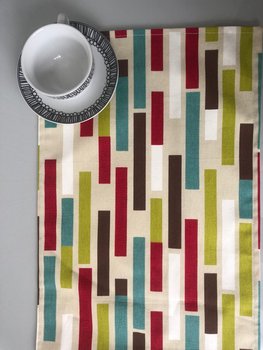 6.5ft Red Striped Table Runner Colour Block 2mts -78" Long