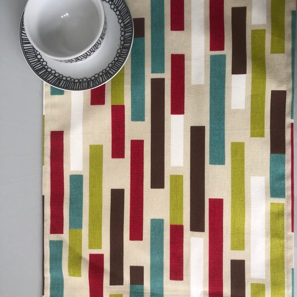 6.5ft Red Striped Table Runner Colour Block 2mts -78" Long