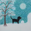 Dog Christmas Card, Dog Snow Card, Children Christmas Card, Dog Silhouette Card
