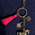 Lucky Horse Keyring and bag charm Antique brass tone metal