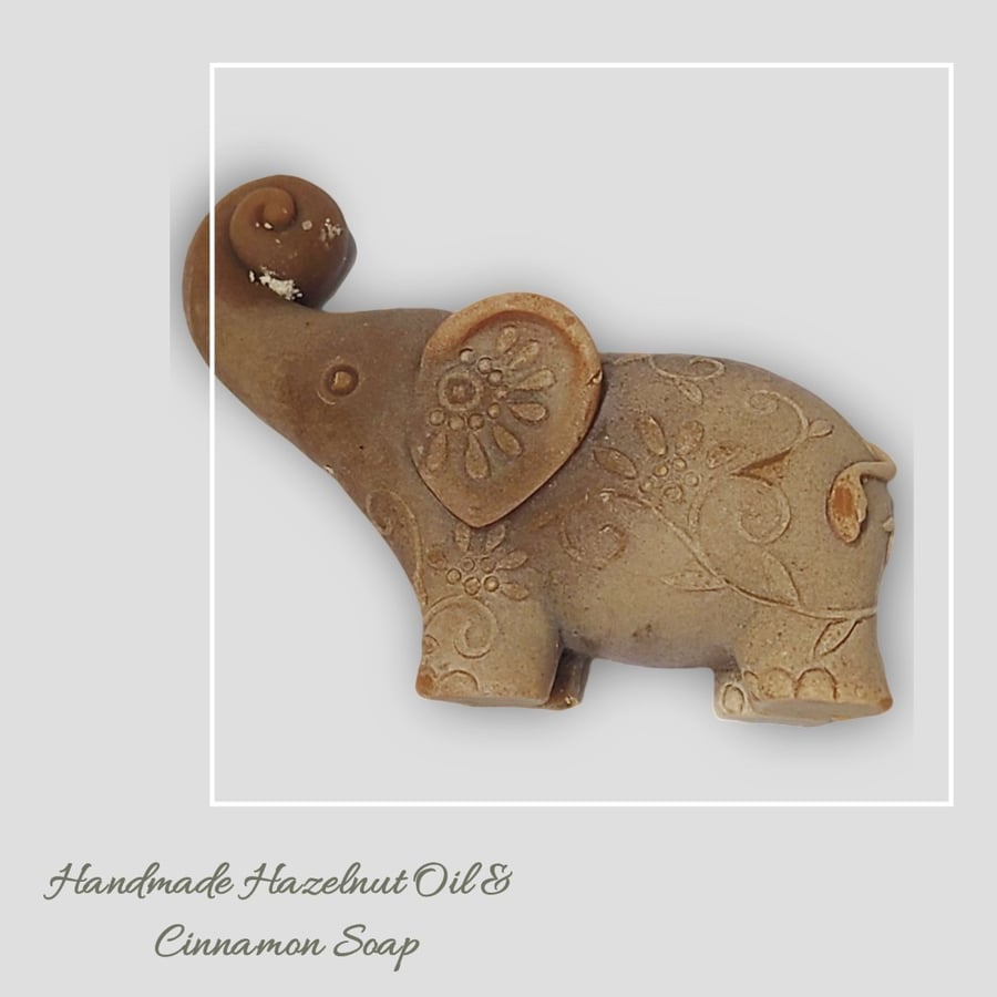 Joyful elephant Soap, Handmade Hazelnut Oil & Cinnamon Soap