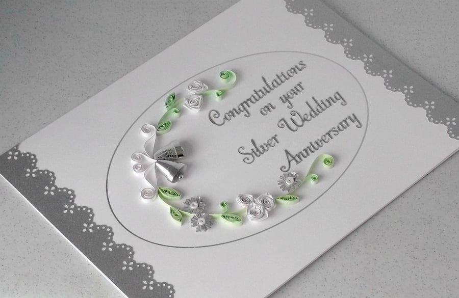 Quilled 25th anniversary card