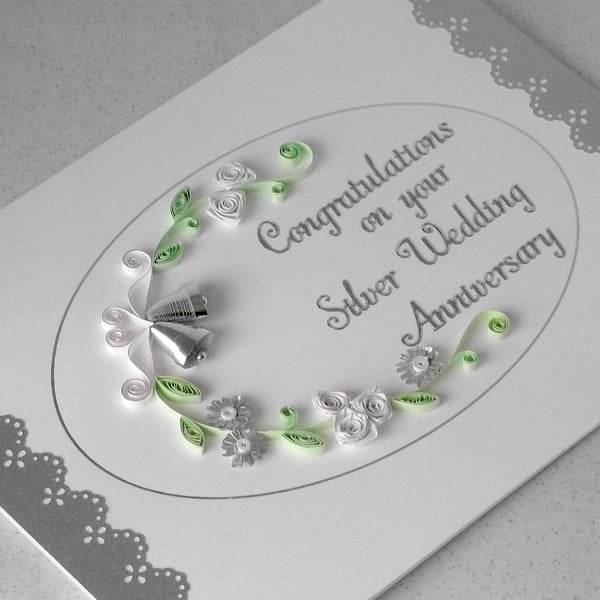 Quilled 25th anniversary card