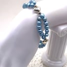 Freshwater Pearl and Silver Heart Bracelet.