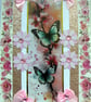 Butterfly on Cherry Blossom - Hand Crafted Decoupage Greeting Card - Blank 3793