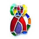 Dog Suncatcher Purple Tum Stained Glass Rainbow Patchwork 003