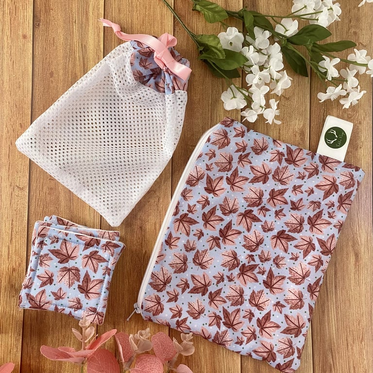 Sustainable Skincare Gift Set - Reusable Pads, Wash Bag and Pouch, Nature Gifts