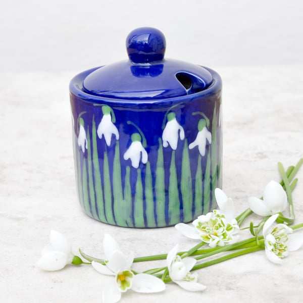 Snowdrop Sugar Pot - Hand Painted