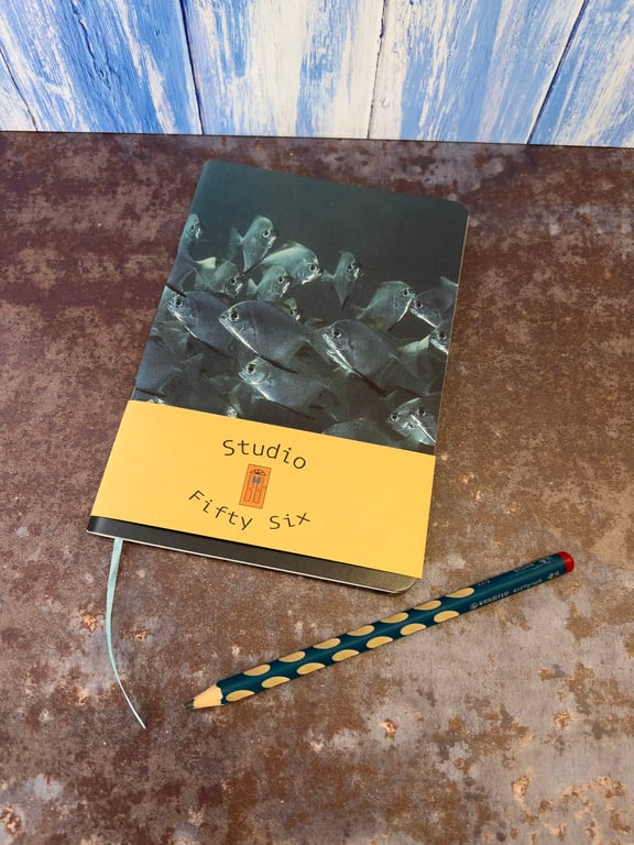 Notebook, Marine themed, A5 (ish), made from up-cycled and recycled materials.