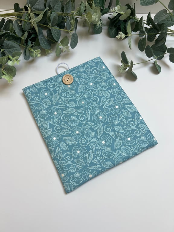 Handmade Padded Book Bag:  Shells Cover, Book Protector