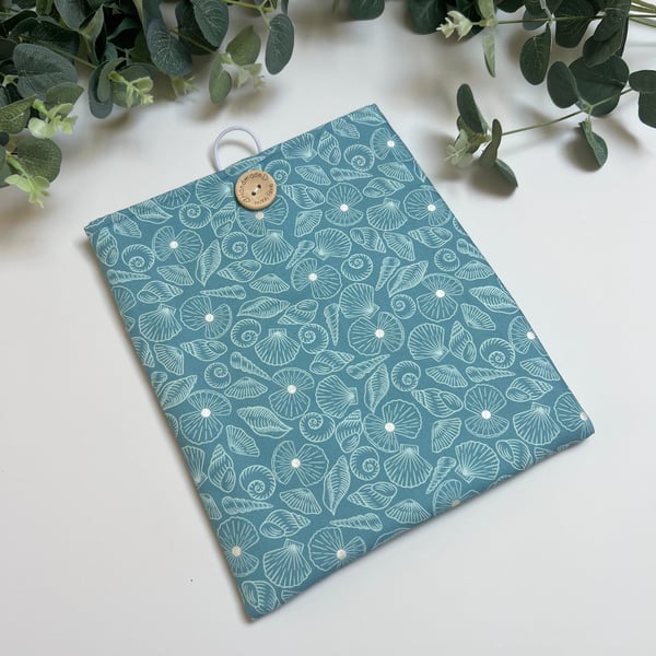 Handmade Padded Book Bag:  Shells Cover, Book Protector