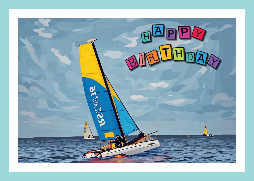 Snettisham Beach Catamaran Sailing A5 Greeting Card Happy Birthday 