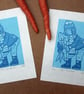 The Gardener Small Hand Printed Linocut Limited Edition