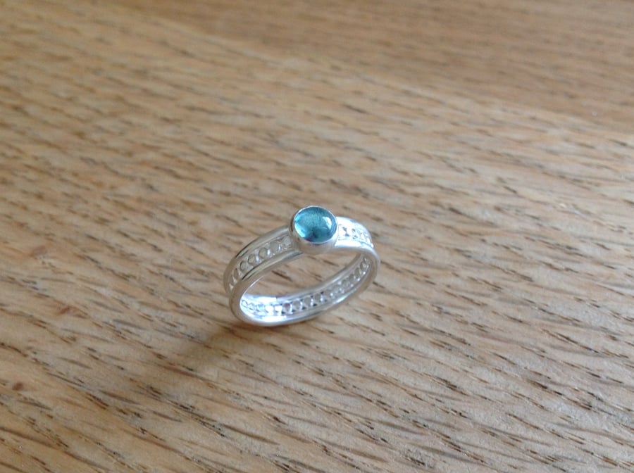 Apatite Sterling and Fine silver fancy gemstone ring
