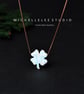 White Opal Clover Necklace With 925 Sterling Silver Chain