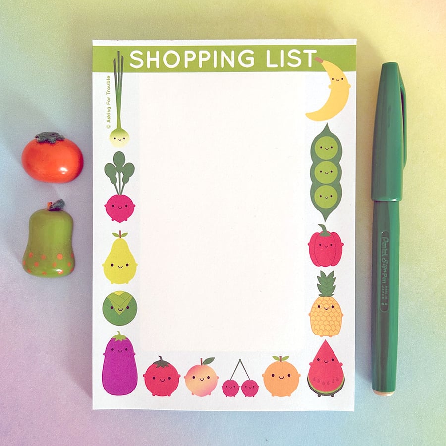 Magnetic Shopping List Notepad For Groceries