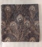 Liberty linen Hera peacock feather cushion cover. Black and brown cushion cover - Image 5