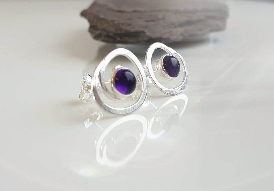  SILVER Swirl Amethyst silver earrings, Handmade Urban Jewellery