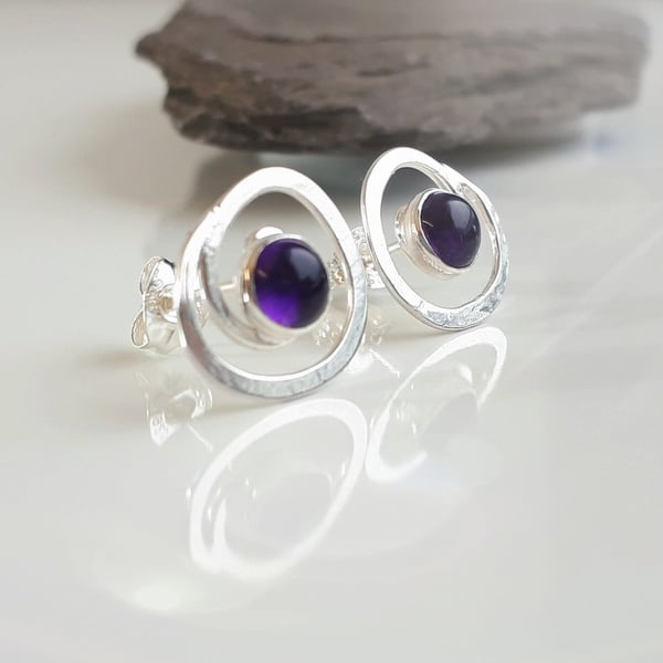  SILVER Swirl Amethyst silver earrings, Handmade Urban Jewellery