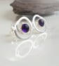  SILVER Swirl Amethyst silver earrings, Handmade Urban Jewellery