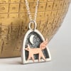 Mini Fox and Moon Necklace