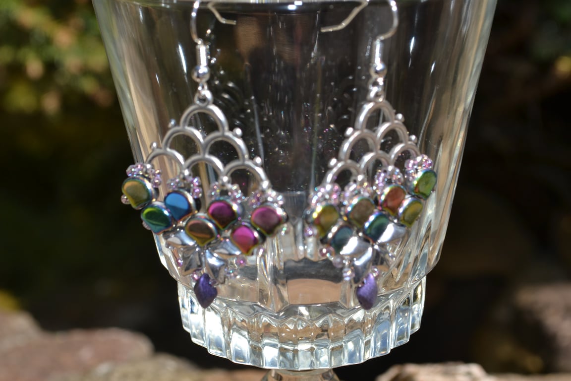 Pink & Silver Mermaid Style Earrings