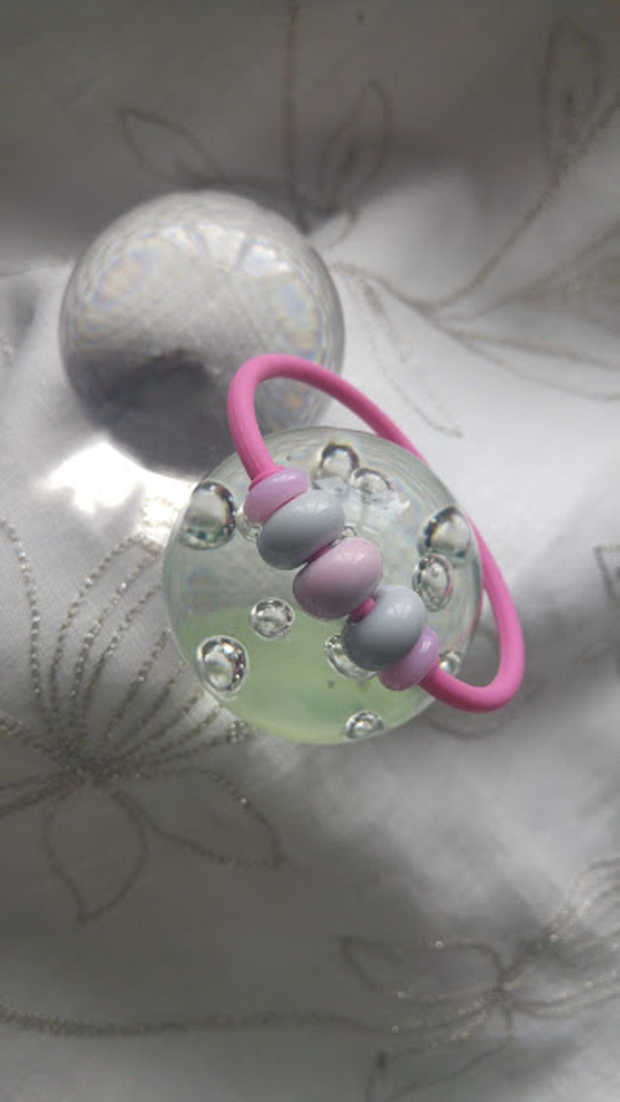 Pink and Purple Lampwork Jelly Bracelet