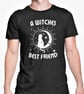 A Witches Best Friend Unisex T Shirt Novelty Halloween Witches Familiar Cat Top - Image 1