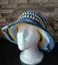 Crochet Summer Bucket Hat - Blue Yellow