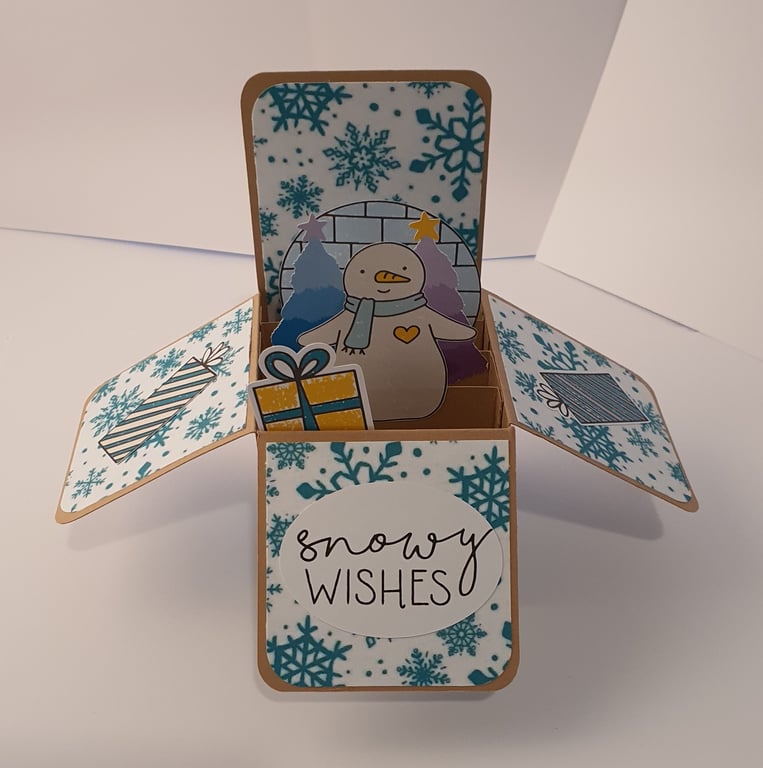 Teal Snowflake Christmas Box Card - personalised