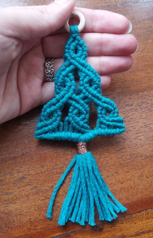 Christmas macrame ornaments, set of 3, Xmas hanging decoration - emerald green