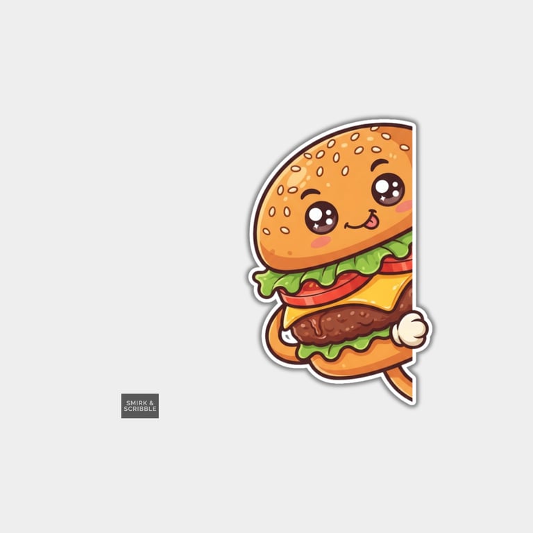 Funny Vinyl Die Cut Sticker For Adults - Cute Kawaii Burger