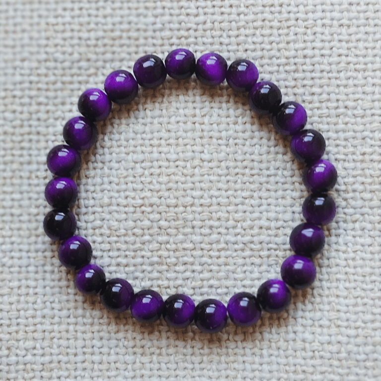 Ladies Amethyst Elastic Bead Bracelet