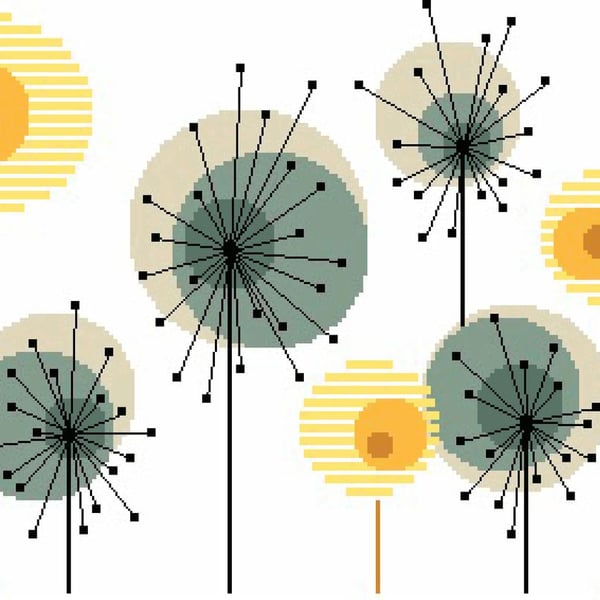 060 - Scandinavian Style Flower Meadow with Dandelion Clocks - CS Pattern