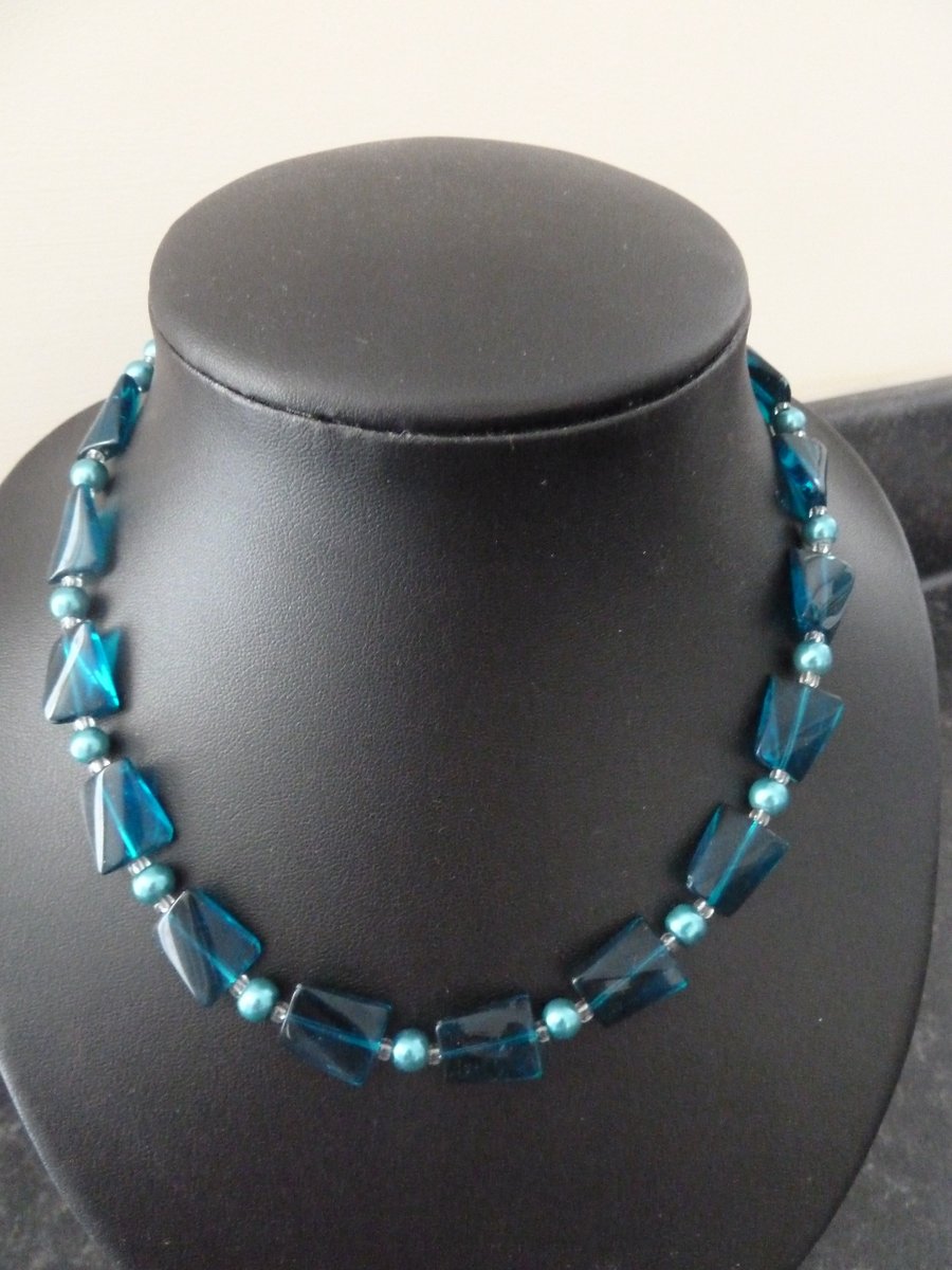 SALE teal twist necklace