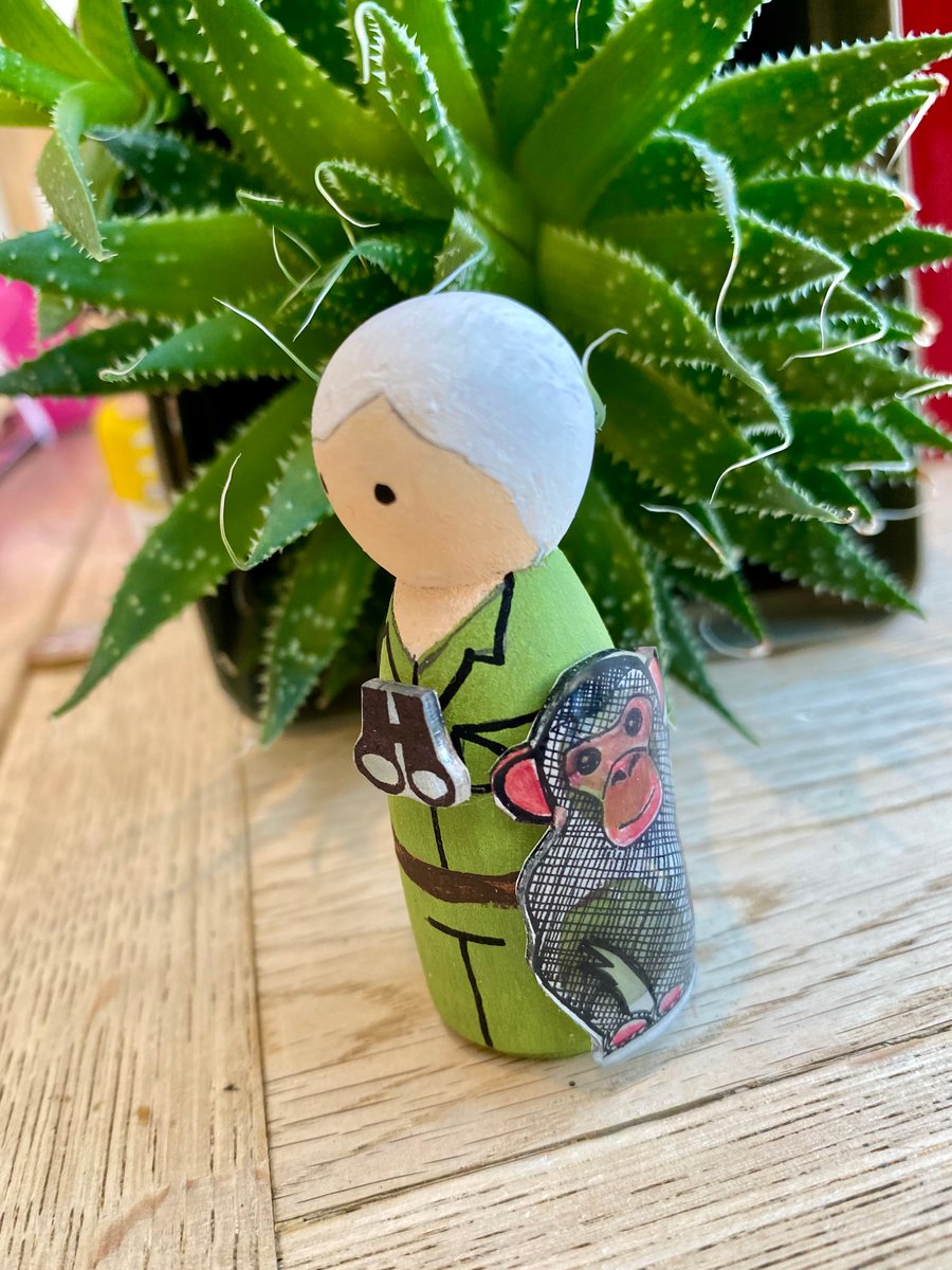 Jane Goodall Handpainted Wooden Peg Doll - inspirational women