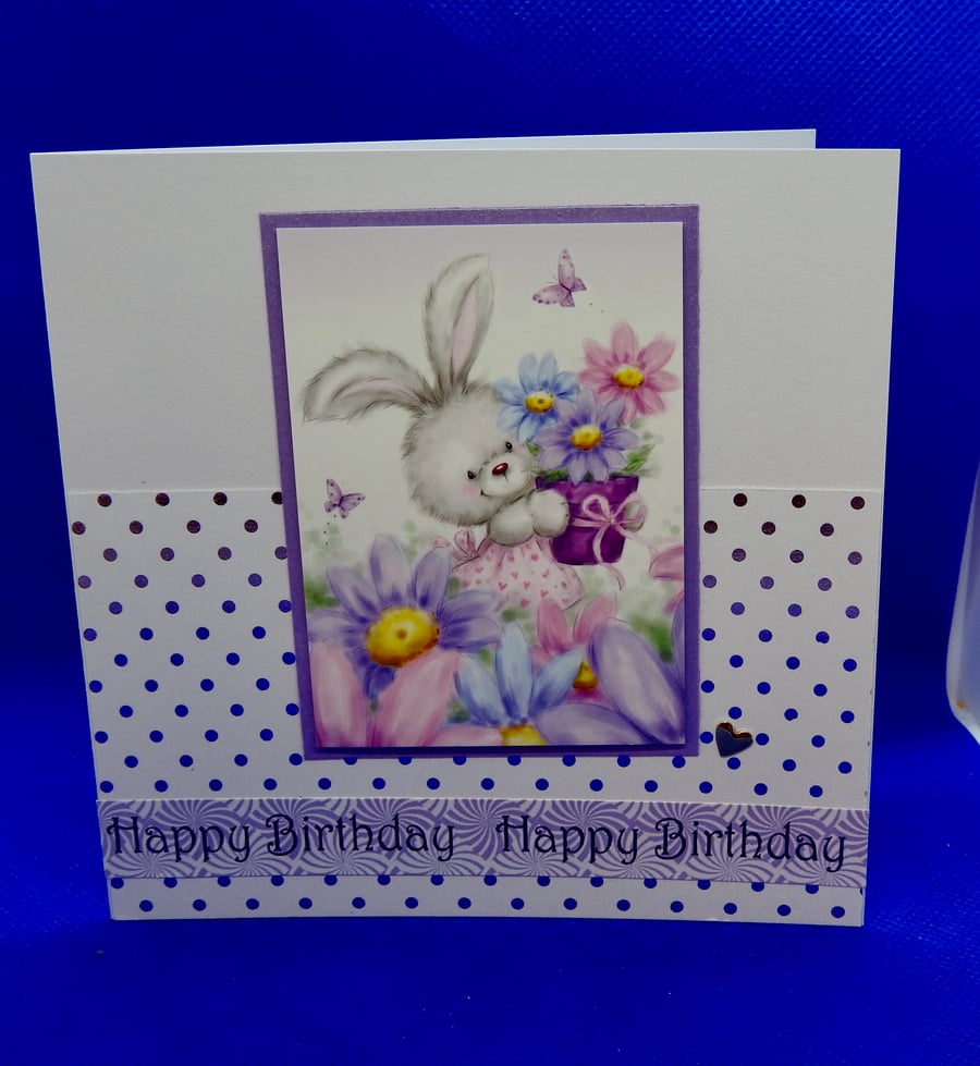 Flower  Bunny birthday card
