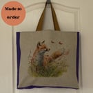 Tote Bag featuring Country Foxes & Wild Flowers Made To Order