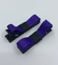 Small Straight Black and Purple Bow Clips (pair) - Image 2